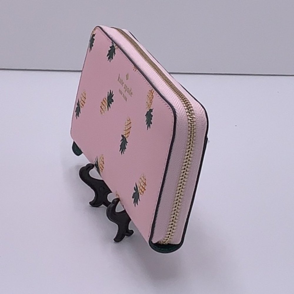 Kate Spade Pineapple Printed Large Continental Wallet Pink Multi - Picture 3 of 16